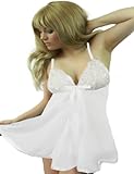 Yummy Bee Sexy Lingerie Babydoll Dress Lace Stockings Plus Size 8 10 12 14 16 18 20 22 24 26 (White, 16 - 18)