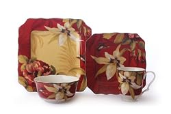 222 5th Belize 16-Piece Dinnerware Square Service for 4, Red