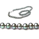 AugustinaJewelry Single Strand 18 Inch 7.0-8.0mm Black Semi-Round Freshwater Cultured Pearl Necklace