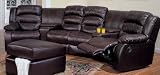 Sectional Sofa in Black Top Grain Leather / Vinyl