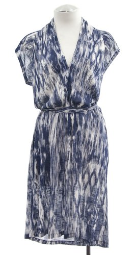 Velvet Navy 'Ellard Tali' Jersey Tie Waist Short Sleeve Dress Large