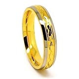 Blue Chip Unlimited - Unisex 5mm Titanium with 18k Gold Plated Middle Facet Fashion Band Wedding Ring Engagement Band (Size 4-15)