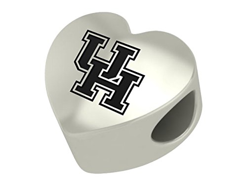 Houston Cougars Sterling Silver Heart Bead Fits Most European Style Bracelets