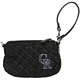 MLB Colorado Rockies Ladies Black Wristlet Quilted Purse