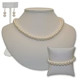 Classic Swarovski Crystal Royal Pearl Necklace, Earrings and Bracelet Set, Ivory, 8mm, 17