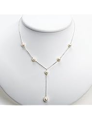 Sterling Silver White Cultured Pearl Necklace - 16 Inch
