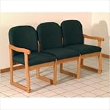 IMAGE OF Prairie Series Three Seat Sofa Wood Finish: Medium Oak, Fabric: Vinyl Blue