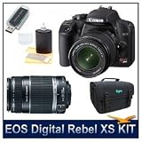 Canon EOS Rebel XS (a.k.a. 1000D) SLR Digital Camera Kit (Black) with 18-55mm IS Lens, 10 Megapixel, 2.5 LCD Monitor, 3.0 fps Continuous Shooting, Compact Deluxe Gadget Bag, 3pc. Lens Cleaning Kit, Hi-Speed SD USB 2.0 Card Reader, Lens-200.00 Cash Back W