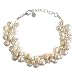 Chuvora Genuine Cream Cultured Fresh Water Pearl with Crystal 3-Strand Silk Thread Cluster Bracelet 7"-9"