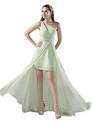A-line Floor Length Chiffon One Shoulder Natural   Waistline Beaded Lace Sheer Prom Dress 