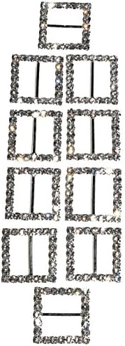 The Buckle Boutique Rhinestone Square 1.Inch Buckle Slide (10 Pieces)