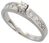 14k White Gold 1/8 (3.5mm) wide Ring, w/ 0.70 Carat Brilliant Cut & Invisible-set Diamonds, size 6