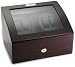 Diplomat Ebony Wood Quad Watch Winder with Black Leather Interior and 4 Program Settings