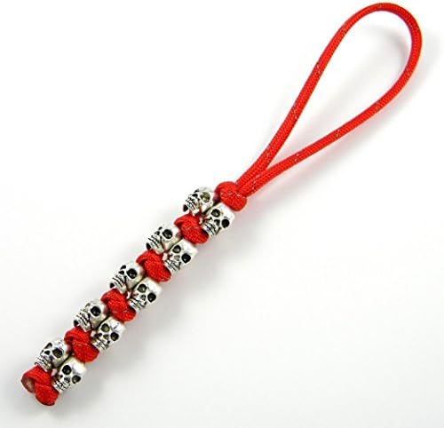 Reflective 550 Paracord Knife Skull Lanyard (Red Reflective, 5)