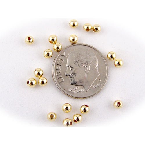100 Gold Plated Sterling Silver 3mm Seamless Round Beads ITALY