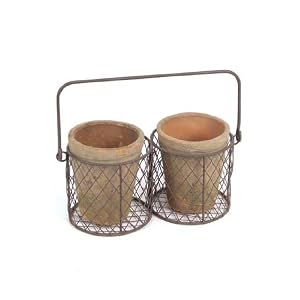 6 GARDEN COUNTRY WEATHERED TERRACOTTA PLANTER CARRIERS by 