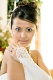WHITE Formal Below The Elbow Fingerless Bridal Gloves