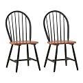 Windsor Dining Chairs - Set of 2 (Black / Cherry)