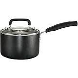 T-fal C11924 Signature Nonstick Expert Easy Clean Interior Dishwasher Safe PFOA Free Oven Safe 3-Quart Sauce Pan with Glass Lid Cookware, Black