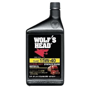 12 Pack Wolf\’s Head 836-99106-56 Extreme-Duty Synthetic Blend 15W40 Motor Oil – 1 Quart Bottle