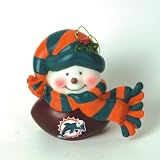 Pack of 2 NFL Miami Dolphins Musical Light-up Snowman Christmas Ornaments 2.75"