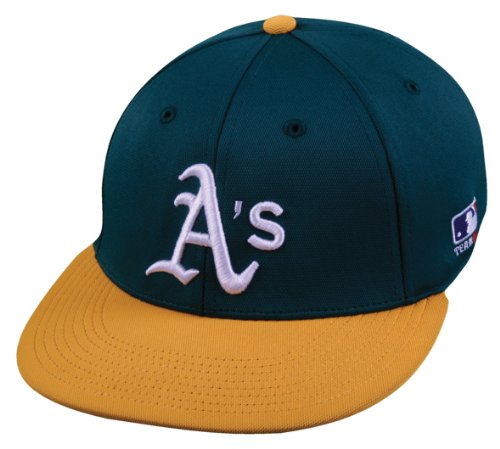 MLB BAMBOO-FLAT BRIM Flex FITTED Md/Lg Oakland ATHLETICS A's Home Green/Gold Hat Cap