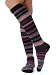 Womens Stripe Knee Socks Cashmere blend 7 Color Options Black Navy Grey Burgundy or Cocoa