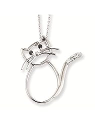 Sterling Silver CZ Cubic Zirconia Cat 18" Necklace - Antique Boutique - Vintage Style - Jewelry