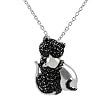 Sterling Silver Black CZ Two Cat Necklace