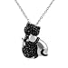 Tressa Sterling Silver Black Cubic Zirconia Two Cat Necklace Hypoallergenic .925 Sterling