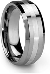 King Will 8mm Men's Tungsten Ring One Tone Matte Finish Brushed Center Wedding Band Beveled Edge