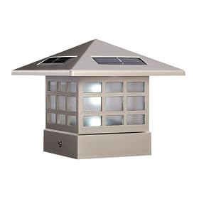 McFarland Cascade Terratec Solar Bungalow Post Cap, Stainless Steel, Fits 4x4-Inch Post