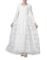 Long Sleeves Round Neck Empire   Waistline Lace Vintage Maxi Dress 