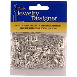 1/4 In. Glass Bugle Beads, Silver, 20 Gram/Pkg