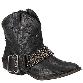 STEVE MADDEN Brasko Womens Cowboy Western Leather Rhinestone Buckle Ankle Zip Up Casual Boots Shoes