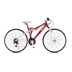 Ferrari(フェラーリ) アルミ製700Cスラム21段変速クロスバイク[Wサスペンション/Vブレーキ標準装備] レッド Ferrari AL-CRB7021 W-sus