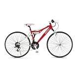 Ferrari(フェラーリ) アルミ製700Cスラム21段変速クロスバイク[Wサスペンション/Vブレーキ標準装備] レッド Ferrari AL-CRB7021 W-sus