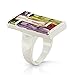JanKuo Jewelry Silver Tone Dark Multi-Colors CZ Fall Colors Cocktail Ring