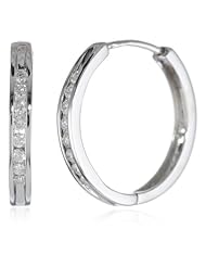 14k Gold Channel-Set Diamond Hoop Earrings (1/4 cttw, H-I Color, I1-I2 Clarity)