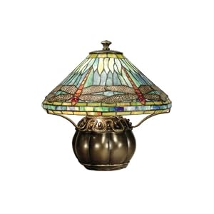 Dale Tiffany TT50218 Darius Table Lamp, Brass and Art Glass Shade
