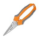 Westcott Elite Stainless Steel Utility Snips With Cushioned Handle, Orange and Grey, 8"