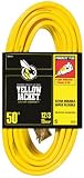 Woods 2884 Yellow Jacket 50-Foot 12/3 SJTW Yellow 15 Amp/125 Volt Rated Outdoor Extension Cord with PowerLite End