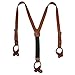 CTM® Mens Leather Button-End 1 Inch Suspenders