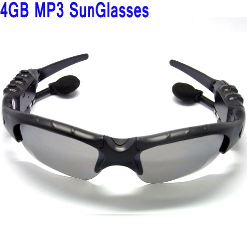 Sienoc 4GB 4G Sunglasses Sun Glasses headset MP3 Player Case WMA with Mermory Color Black (Black)