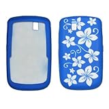 Premium Blue with White Hawaiin Flowers Design Silicone Gel Skin Cover Case ....