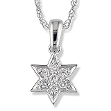 Diamond (.18 ctw) White Gold Star of David Pendant