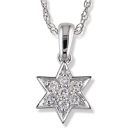 Diamond (.18 ctw) White Gold Star of David Pendant