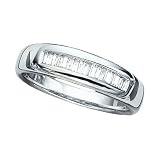 14K White Gold 1/3 ct. Baguette Diamond Men's Ring