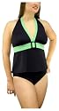 It Figures Women's Plus Mod Squad Halter Tankini Suit