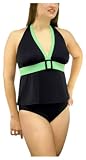 It Figures Women's Plus Mod Squad Halter Tankini Suit